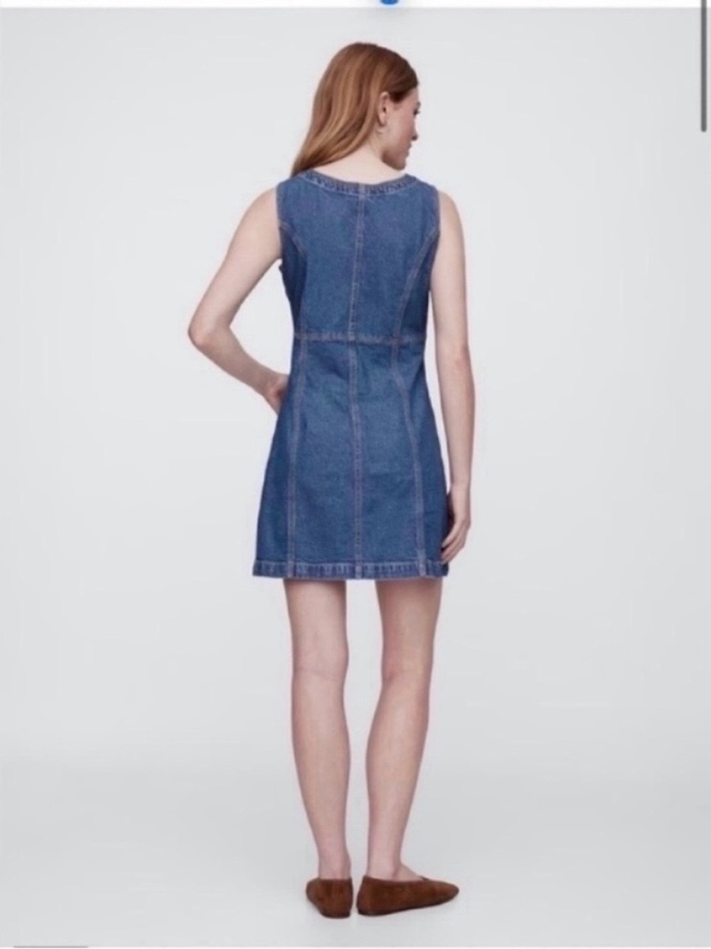 💙 NWT! GAP Blue Denim Button-Front Dress - Size Medium - Picture 3 of 5